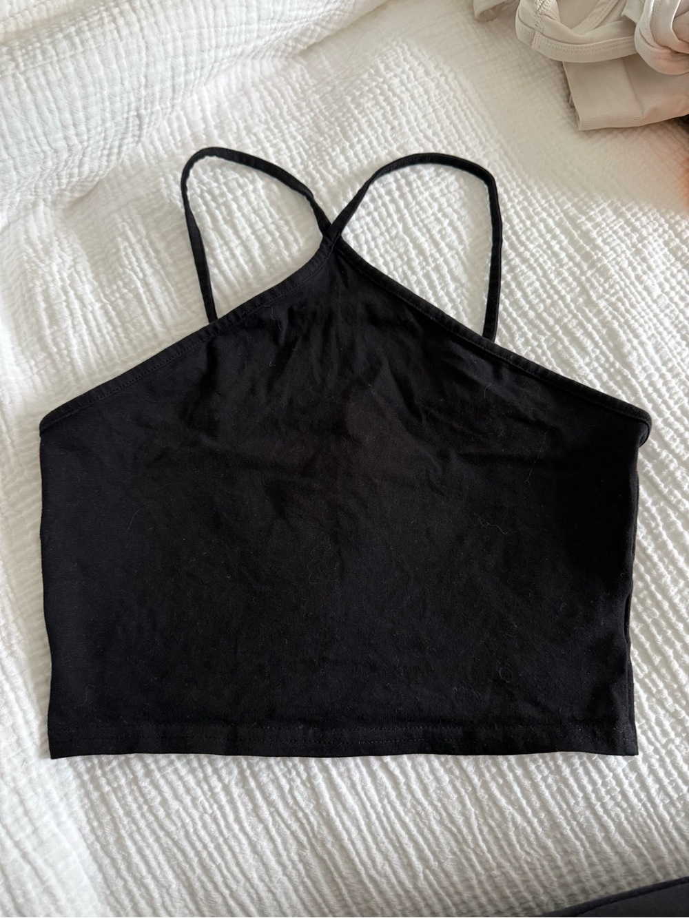 H&M Black Cropped Cross-Back Camisole